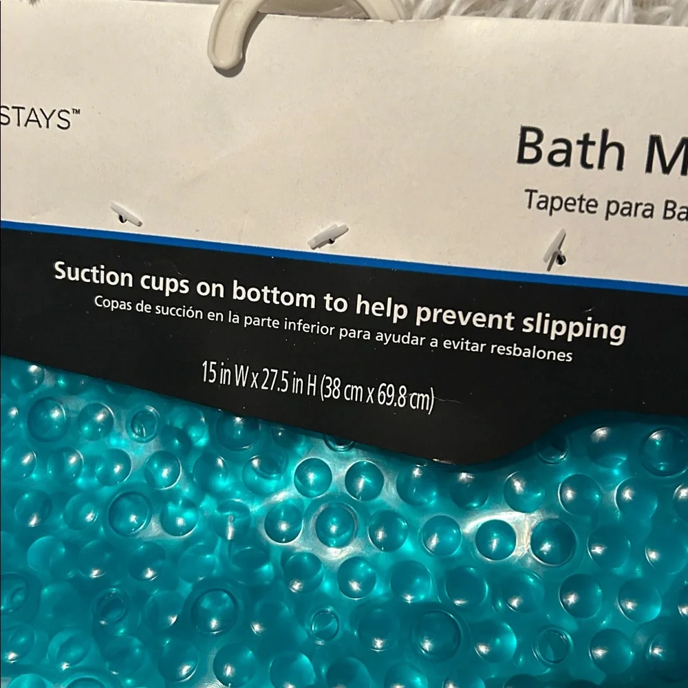 🩶5/$30 Mainstays Teal Textured Oval Bath Mat with Suction Cup Buttom NEW